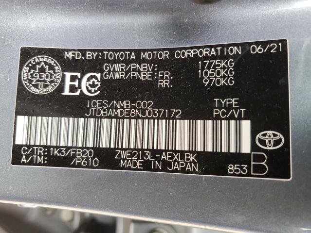 2022 TOYOTA COROLLA - JTDBAMDE8NJ037172