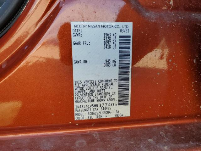 2021 NISSAN ALTIMA SR 1N4BL4CV5MN377405