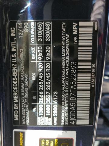 2015 MERCEDES-BENZ ML 350 - 4JGDA5JB7FA522893