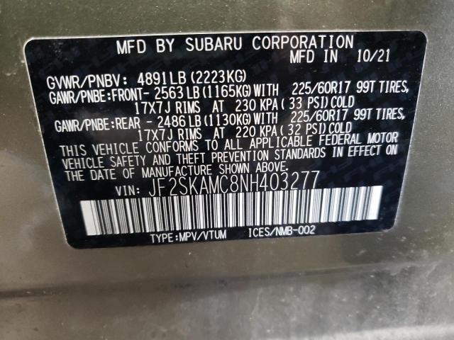 2022 SUBARU FORESTER W JF2SKAMC8NH403277