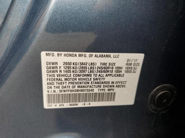 2017 HONDA PILOT EX 5FNYF6H39HB015340