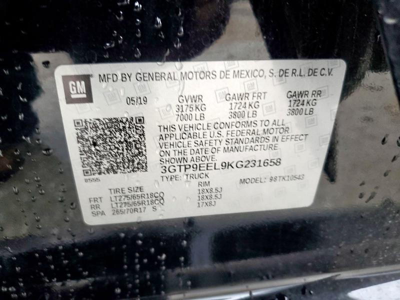 2019 GMC SIERRA K15 - 3GTP9EEL9KG231658