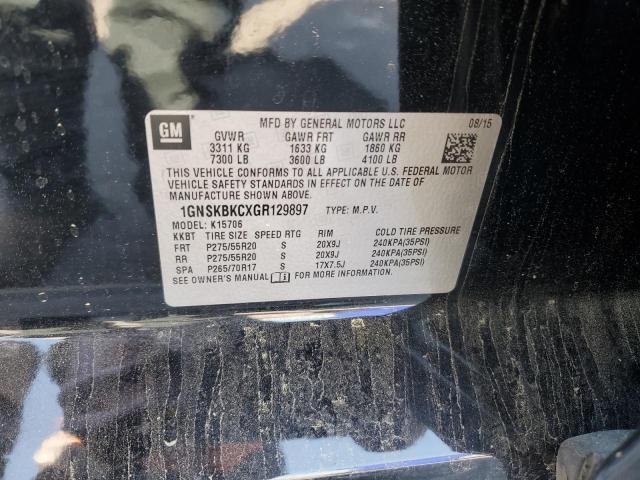 2016 CHEVROLET TAHOE - 1GNSKBKCXGR129897