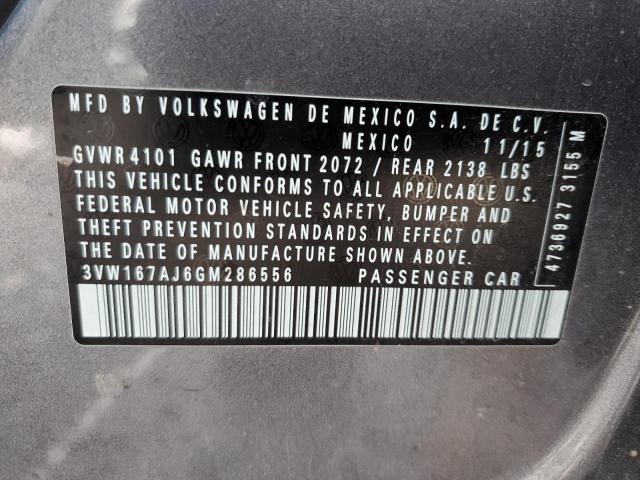 2016 VOLKSWAGEN JETTA S 3VW167AJ6GM286556
