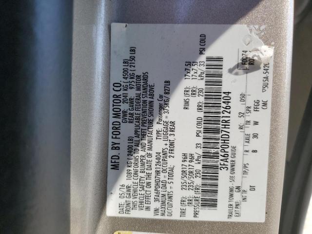 2017 FORD FUSION SE - 3FA6P0HD7HR126404