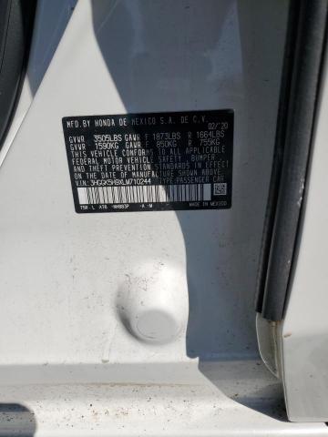 2020 HONDA FIT EXL 3HGGK5H9XLM710244