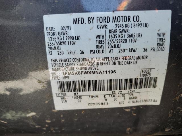 2021 FORD EXPLORER L - 1FM5K8FWXMNA11196