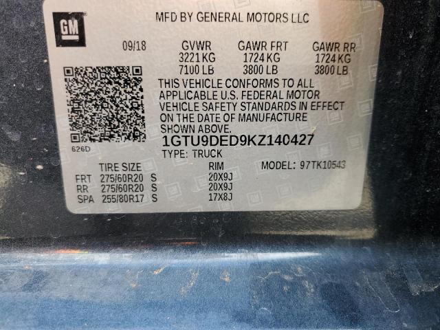 2019 GMC SIERRA K15 - 1GTU9DED9KZ140427