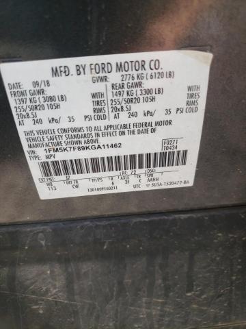 2019 FORD EXPLORER L 1FM5K7F89KGA11462