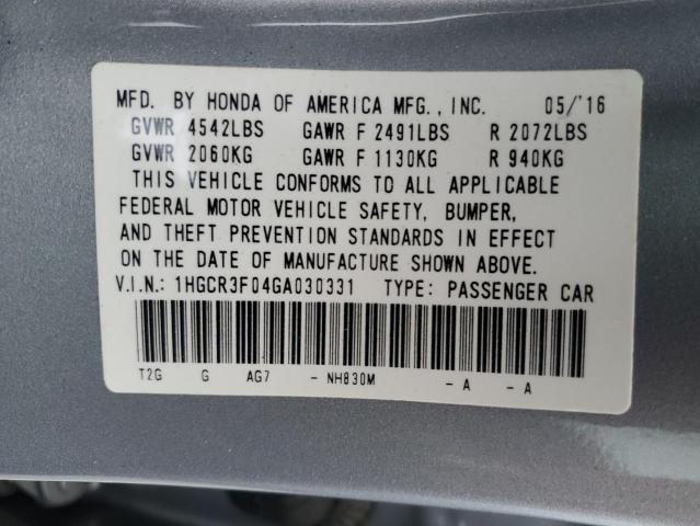 2016 HONDA ACCORD EXL - 1HGCR3F04GA030331