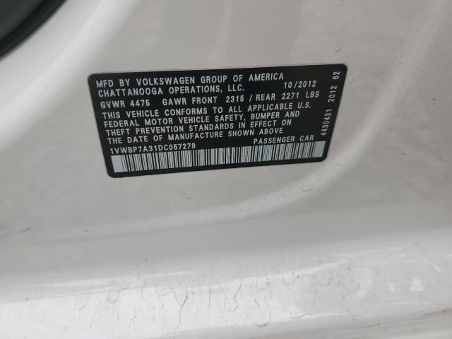 2013 VOLKSWAGEN PASSAT SE - 1VWBP7A31DC057279