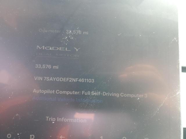 2022 TESLA MODEL Y 7SAYGDEF2NF461103