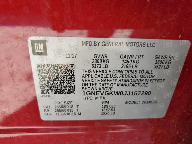 2018 CHEVROLET TRAVERSE L - 1GNEVGKW0JJ157290