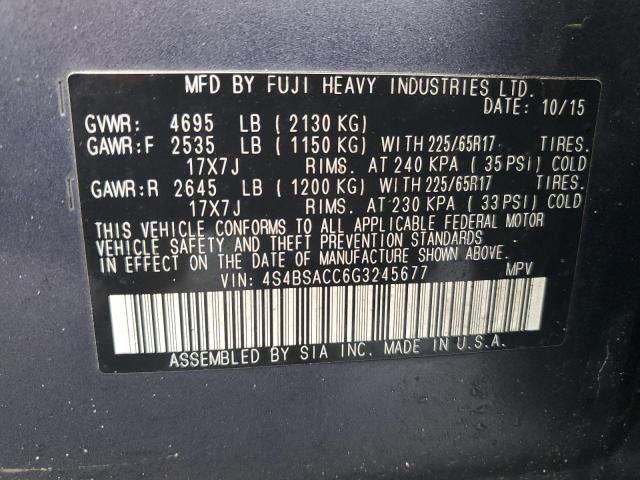 2016 SUBARU OUTBACK 2. - 4S4BSACC6G3245677