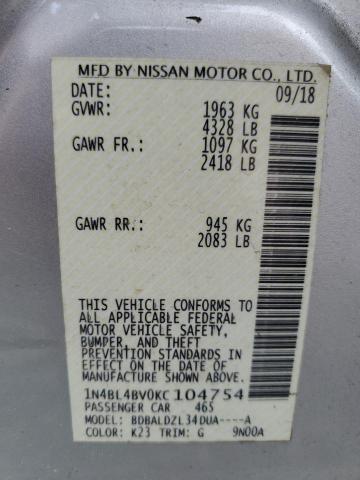 2019 NISSAN ALTIMA S - 1N4BL4BV0KC104754
