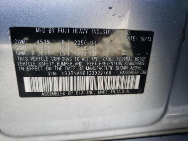 2016 SUBARU LEGACY 2.5 4S3BNAN61G3022708