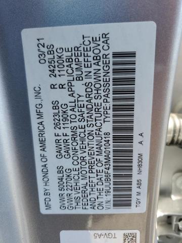 2021 ACURA TLX TECHNO 19UUB6F43MA010418