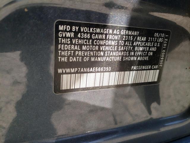 2010 VOLKSWAGEN CC SPORT - WVWMP7AN6AE566393