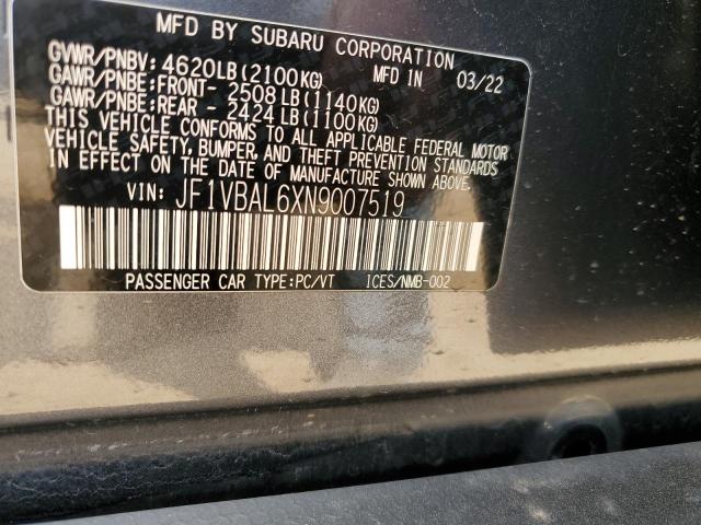 2022 SUBARU WRX LIMITE JF1VBAL6XN9007519