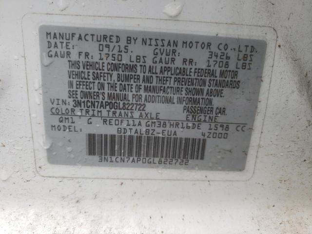 2016 NISSAN VERSA S - 3N1CN7AP0GL822722