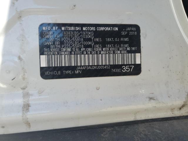 2019 MITSUBISHI OUTLANDER - JA4AP3AU2KU005452