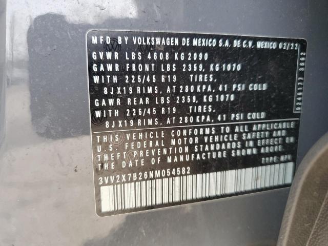 2022 VOLKSWAGEN TAOS SEL 3VV2X7B26NM054582