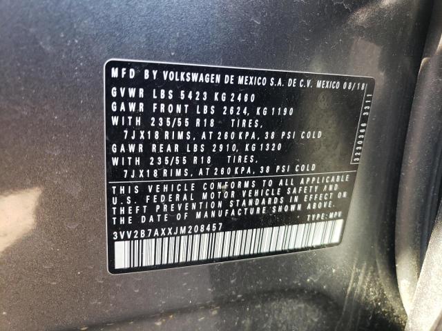 2018 VOLKSWAGEN TIGUAN SE 3VV2B7AXXJM208457