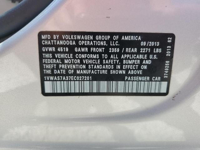 2014 VOLKSWAGEN PASSAT S - 1VWAS7A37EC027201