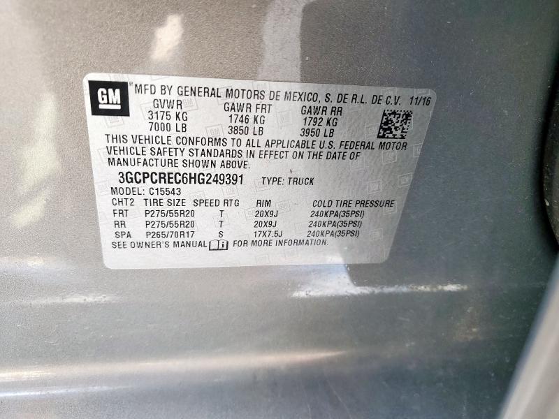 2017 CHEVROLET SILVERADO - 3GCPCREC6HG249391