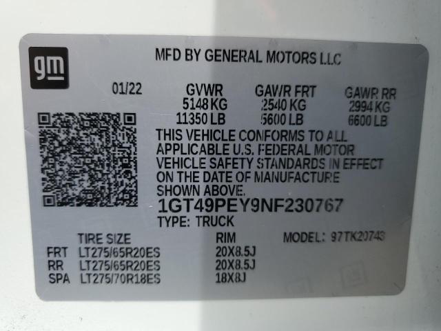 2022 GMC SIERRA K25 - 1GT49PEY9NF230767
