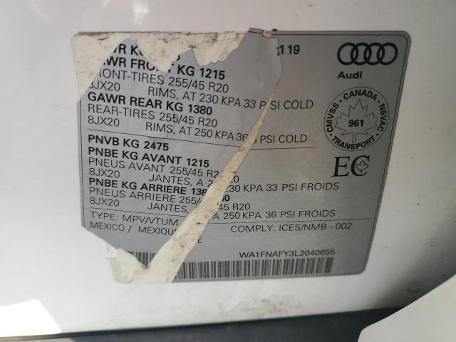 2020 AUDI Q5 TITANIU WA1FNAFY3L2040655
