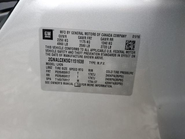 2016 CHEVROLET EQUINOX LT - 2GNALCEK5G1151638