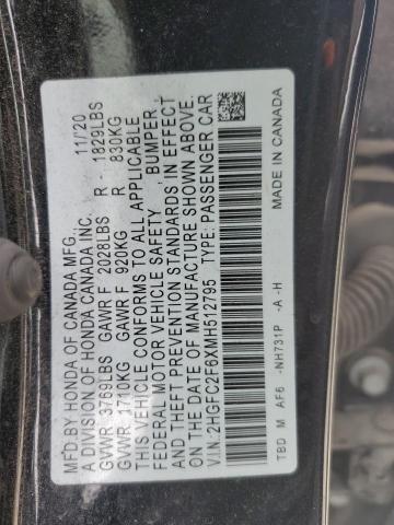 2021 HONDA CIVIC 2HGFC2F6XMH512795