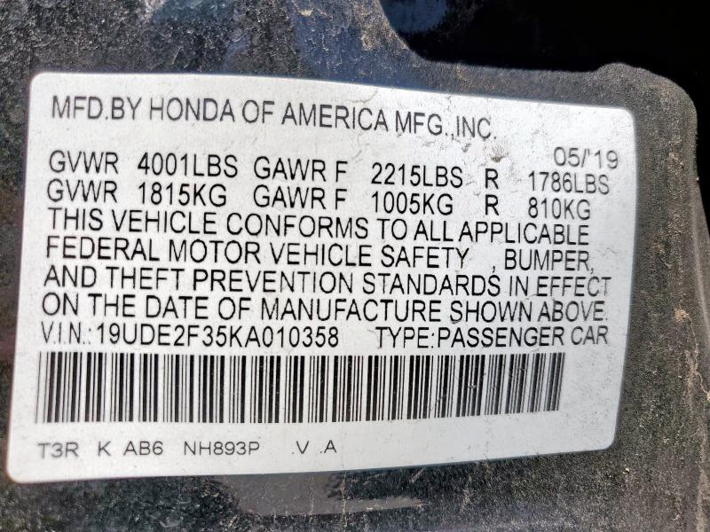 2019 ACURA ILX 19UDE2F35KA010358