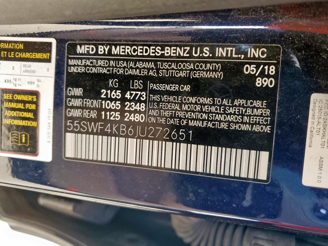 2018 MERCEDES-BENZ C 300 4MAT - 55SWF4KB6JU272651