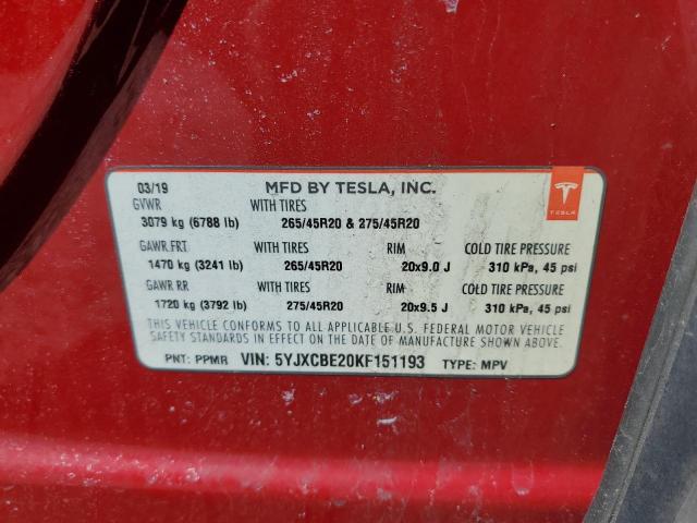2019 TESLA MODEL X - 5YJXCBE20KF151193