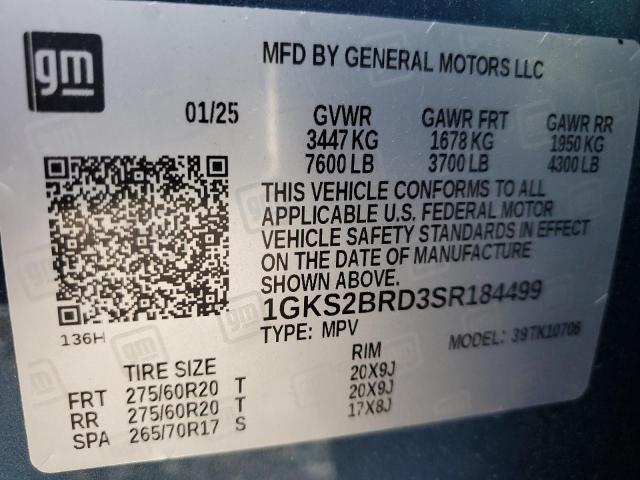 2025 GMC YUKON ELEV 1GKS2BRD3SR184499