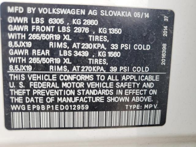 2014 VOLKSWAGEN TOUAREG V6 - WVGEP9BP1ED012959