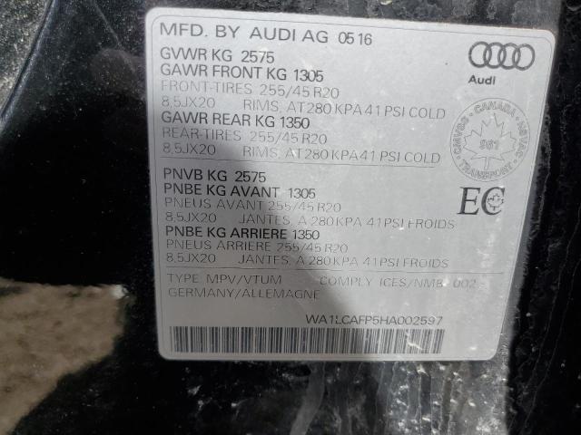 2017 AUDI SQ5 TECHNI WA1LCAFP5HA002597