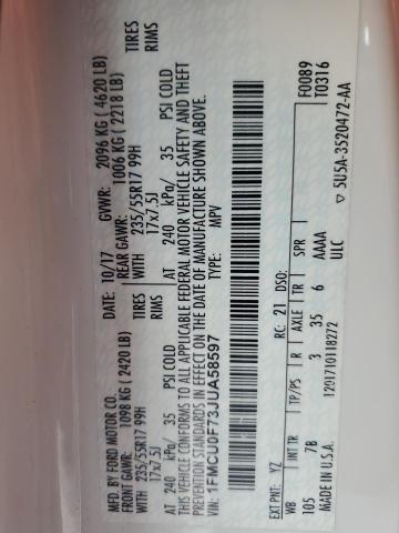 2018 FORD ESCAPE S - 1FMCU0F73JUA58597