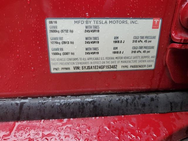 2016 TESLA MODEL S - 5YJSA1E24GF153482