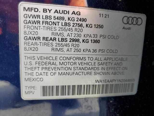 2022 AUDI Q5 PREMIUM - WA1EAAFY1N2044665