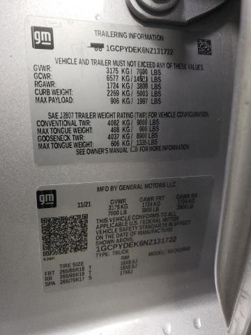2022 CHEVROLET SILVRDO LT 1GCPYDEK6NZ131722