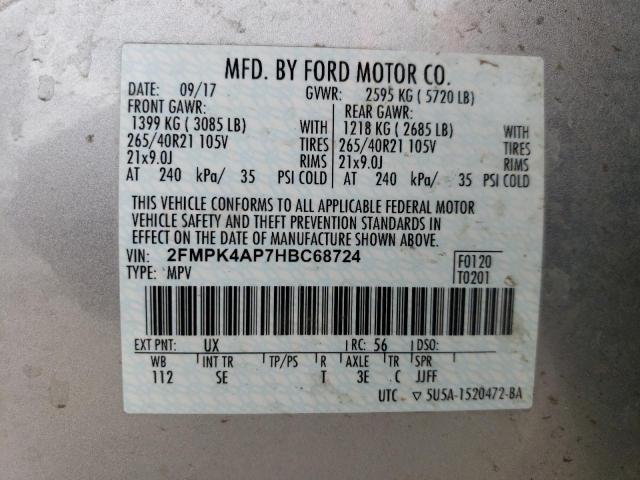 2017 FORD EDGE SPORT - 2FMPK4AP7HBC68724
