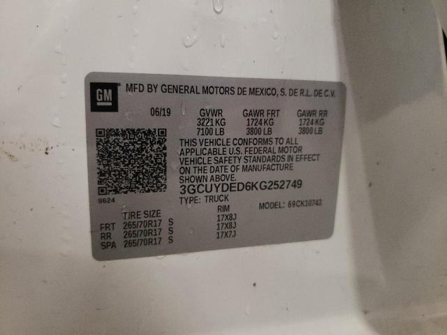 2019 CHEVROLET 1500 3GCUYDED6KG252749