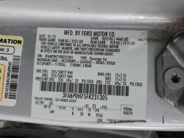 2015 FORD FUSION SE - 3FA6P0H75FR231305