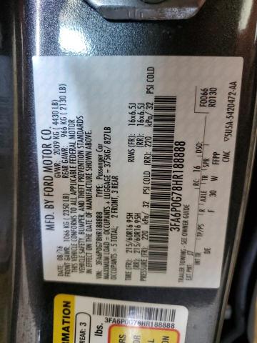 2017 FORD FUSION S - 3FA6P0G78HR188888