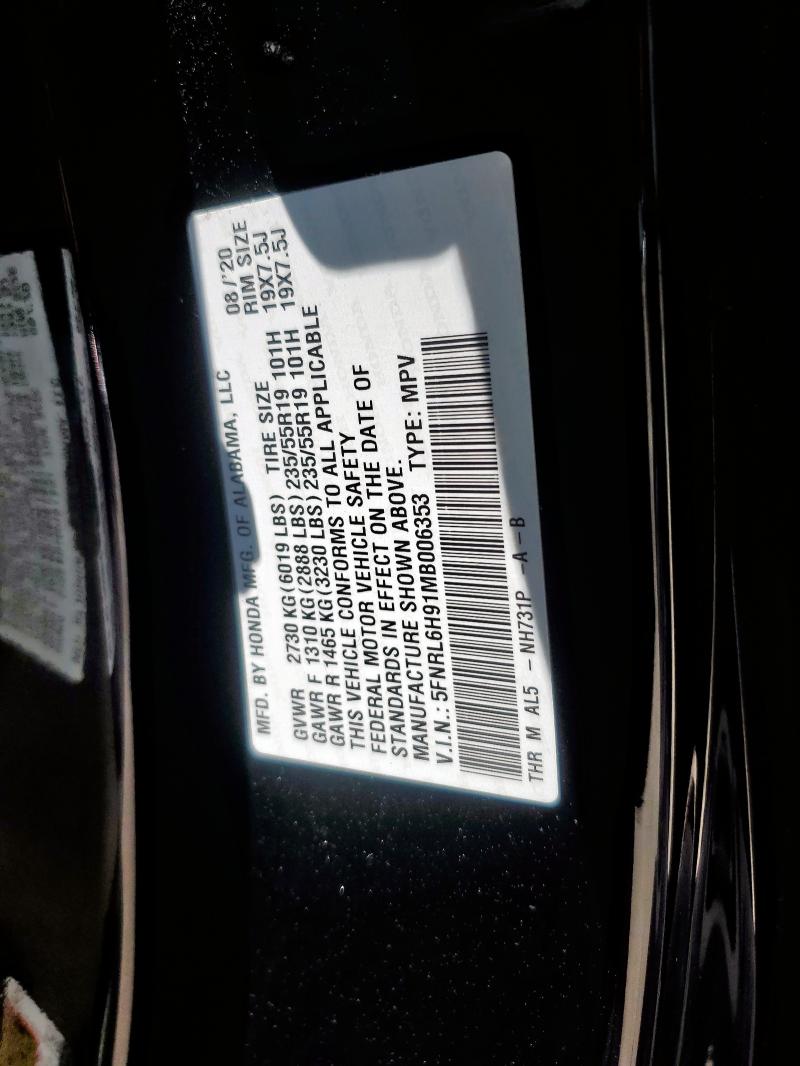 2021 HONDA ODYSSEY EL - 5FNRL6H91MB006353