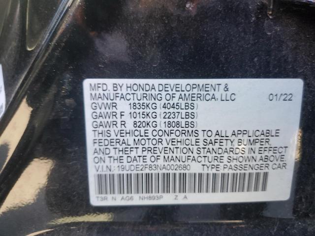 2022 ACURA ILX PREMIU 19UDE2F83NA002680