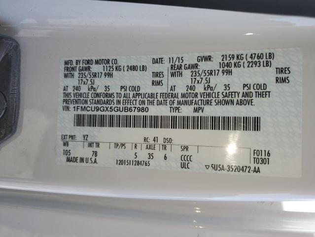 2016 FORD ESCAPE SE - 1FMCU9GX5GUB67980